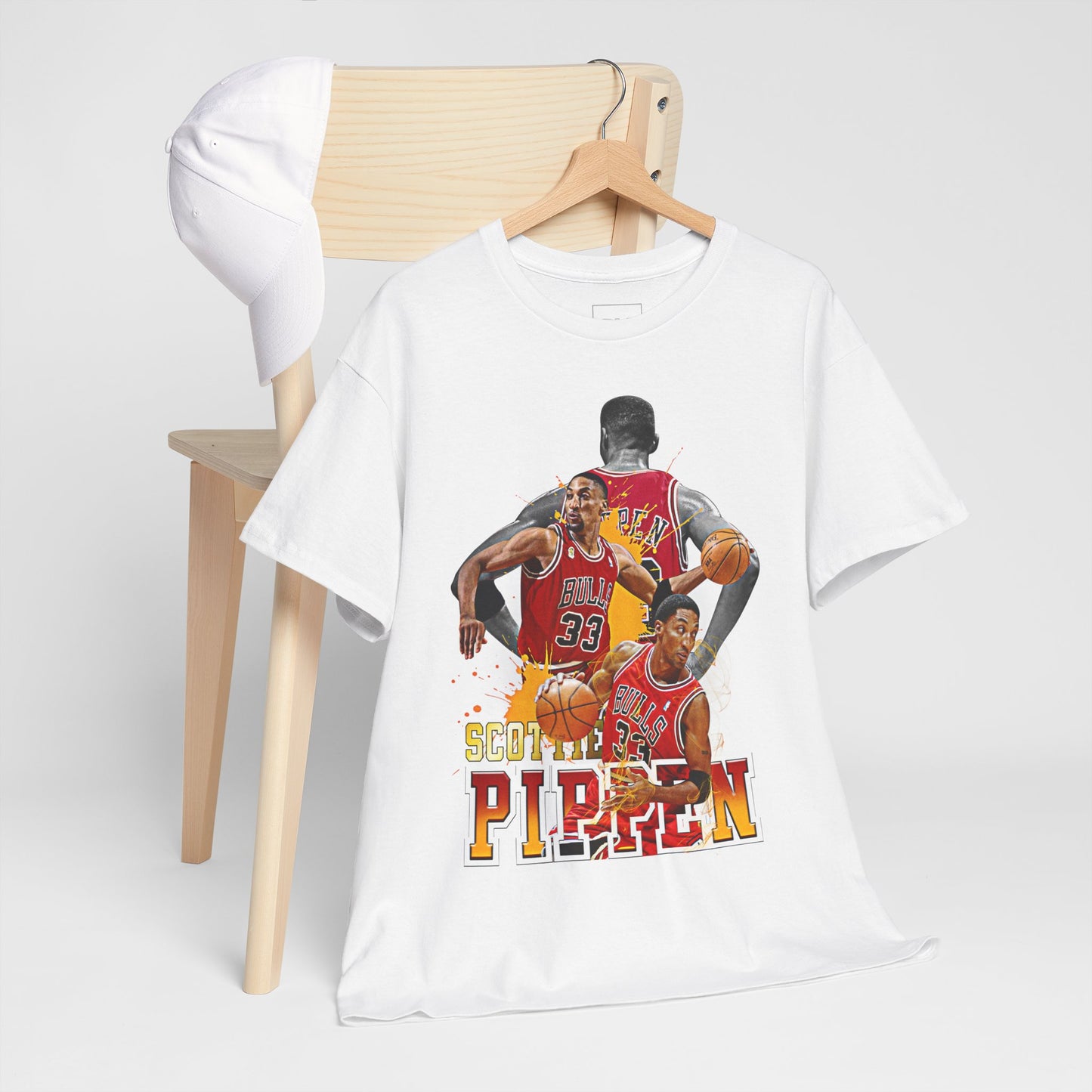 Scottie Pippen Unisex Heavy Cotton Tee, Basketball Fan Shirt, Sports Apparel, Gift for Him, Retro Sports Tee, Chicago Bulls Merch