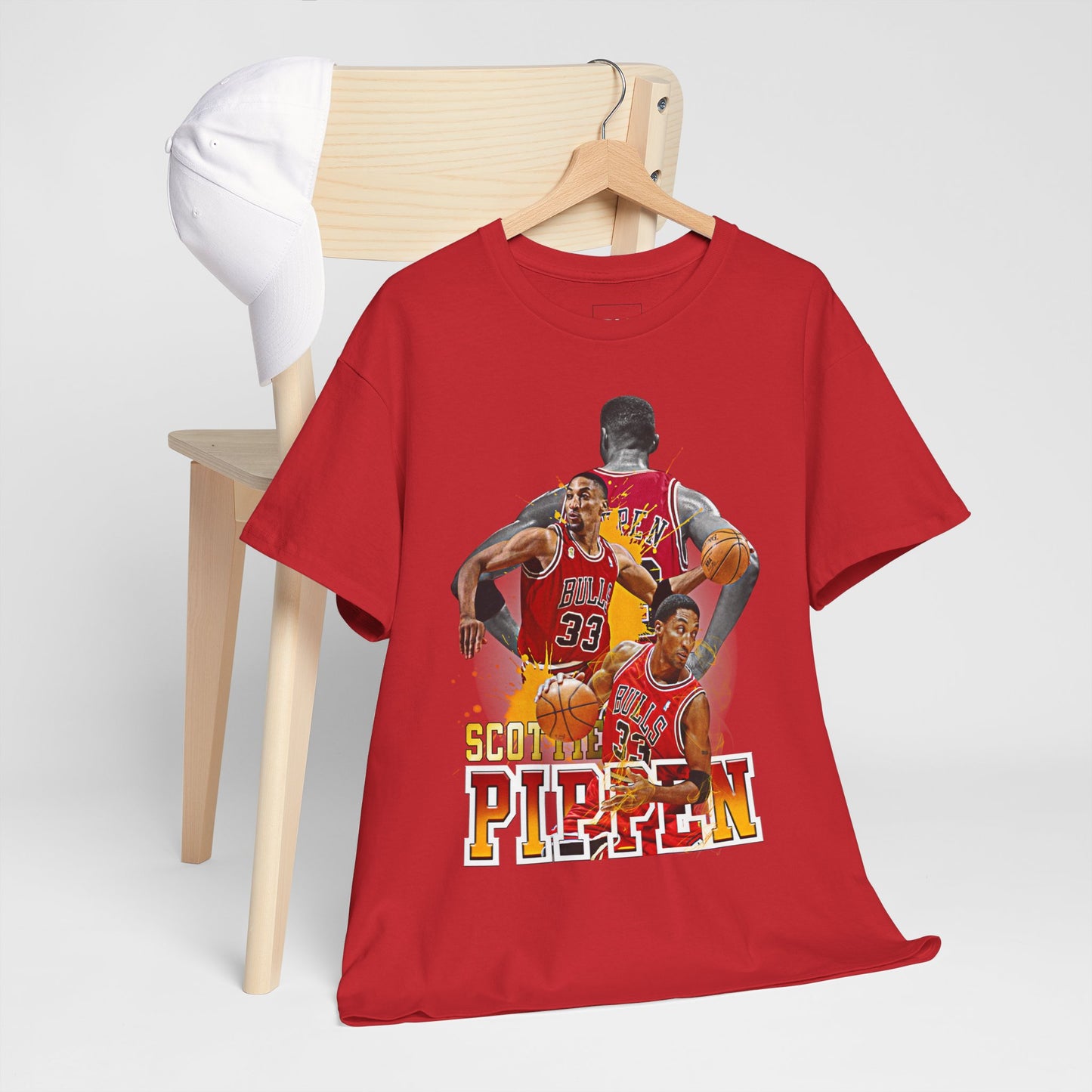 Scottie Pippen Unisex Heavy Cotton Tee, Basketball Fan Shirt, Sports Apparel, Gift for Him, Retro Sports Tee, Chicago Bulls Merch