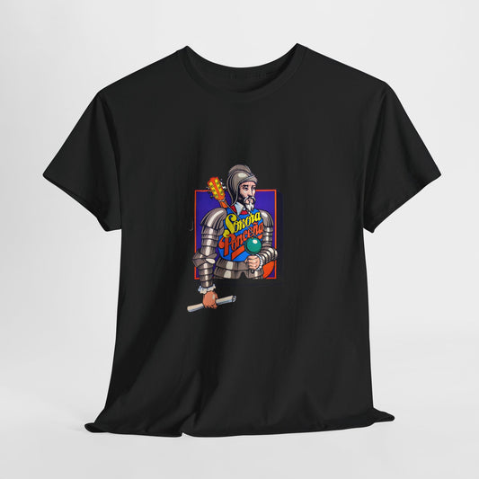Retro Knight Graphic Tee — 'Good Vibes' Colorful Medieval Gamer Shirt
