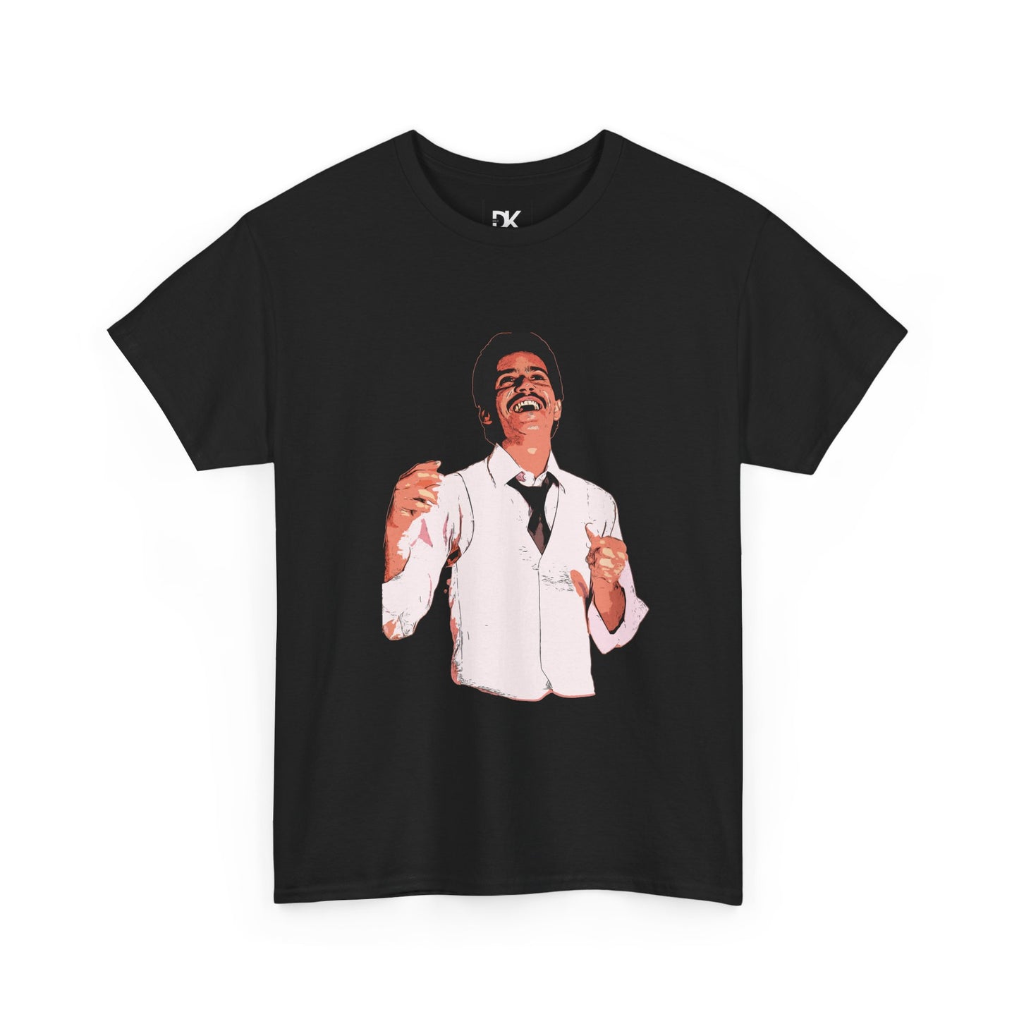 Frankie Black Graphic Tee — Vintage Smiling Singer Illustration
