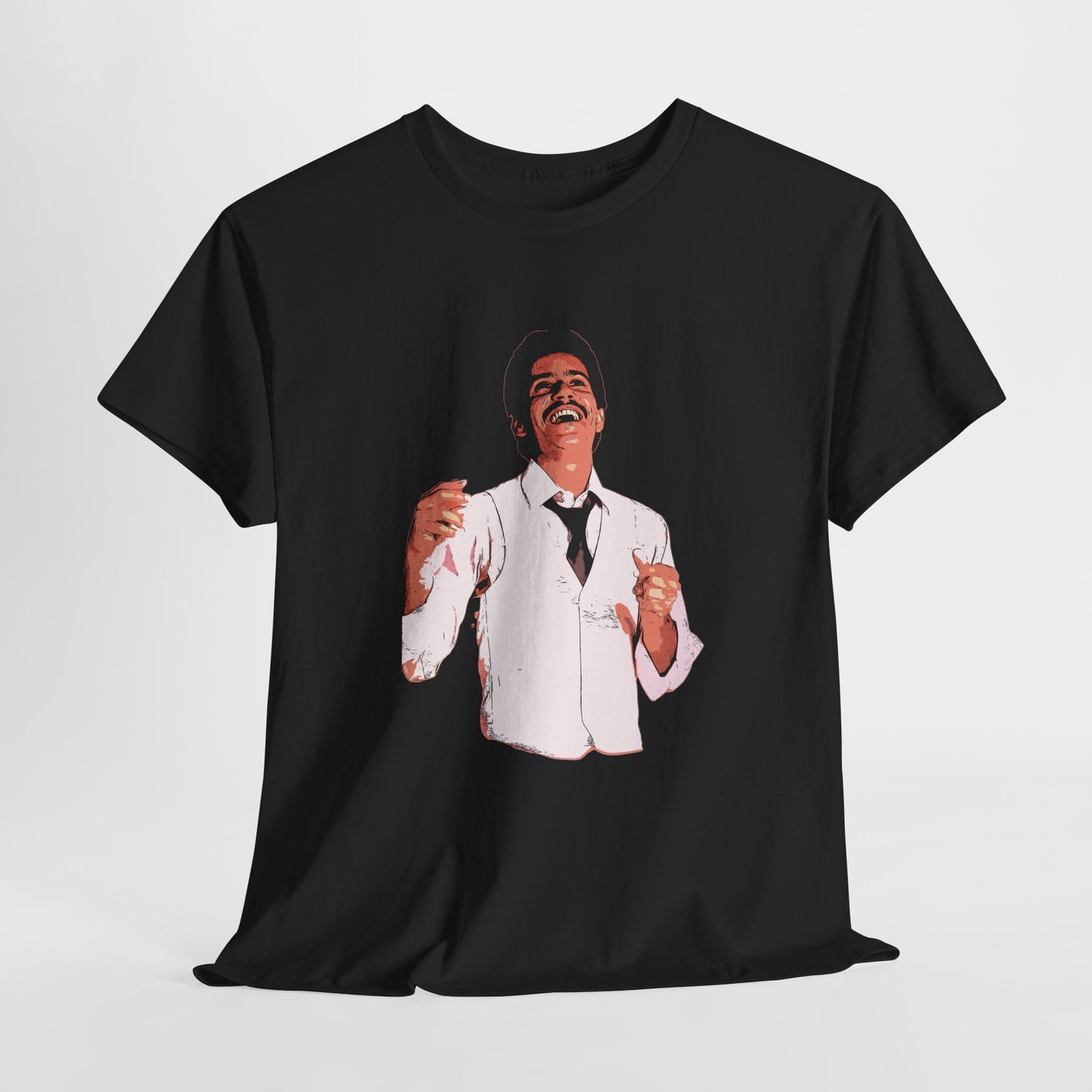 Frankie Black Graphic Tee — Vintage Smiling Singer Illustration